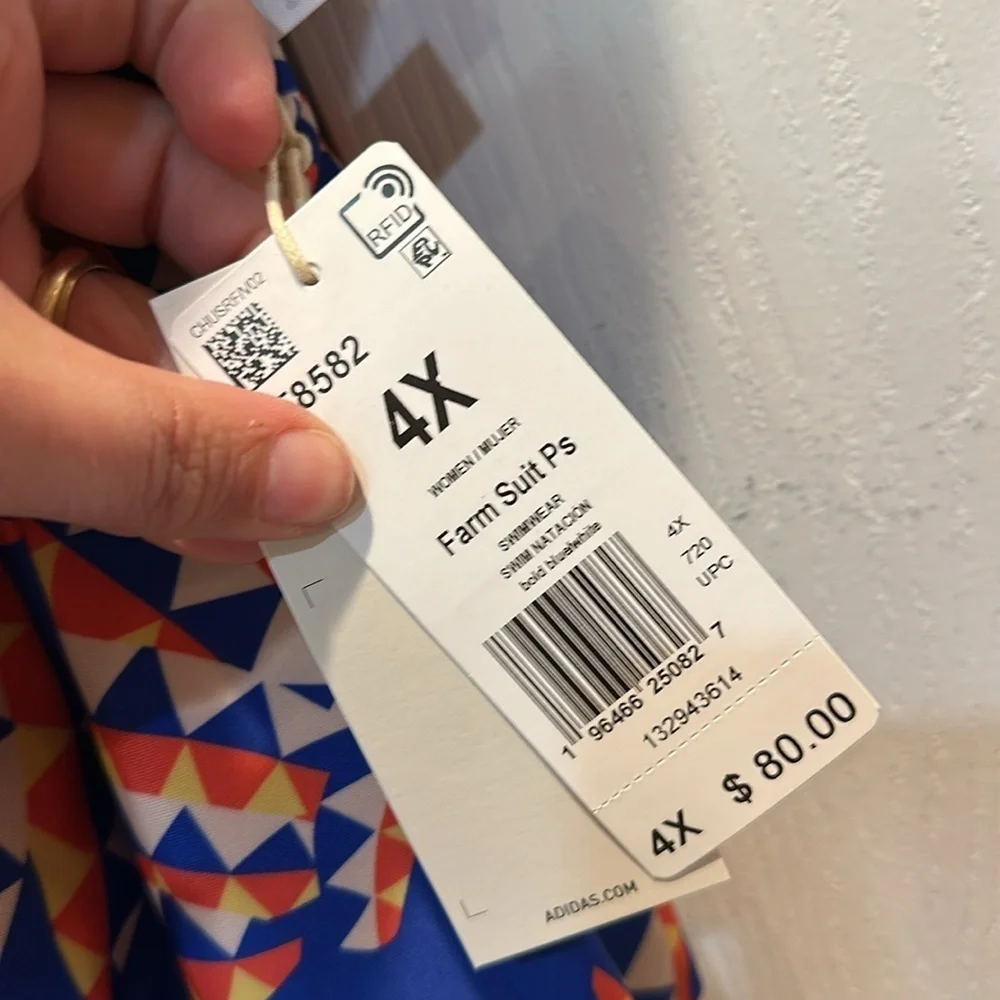 NWT! Adidas X Farm Rio Blue Banana Print One Piece Swimsuit 4X Plus